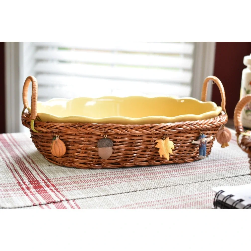 Harvest Nesting Baking Dish Set with‎ Wicker Baskets baking dish